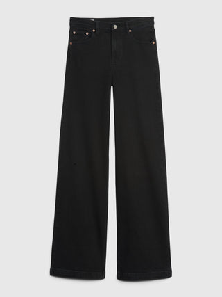Jeans Anchos Talle Alto con Bolsillos