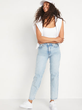 Jeans Holgado Talle Alto con Bolsillos