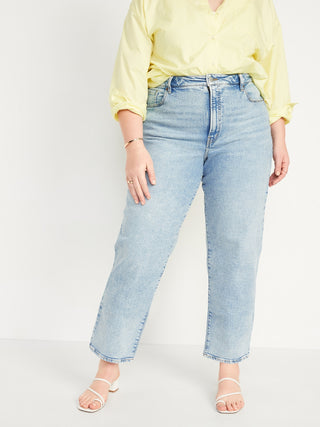 Jeans Holgado Talle Alto con Bolsillos