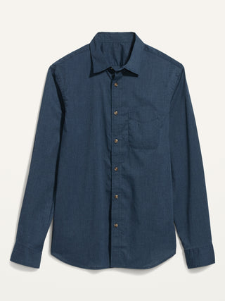 Camisa Manga Larga con Bolsillo de Algodón