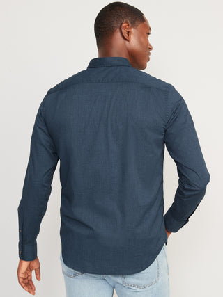 Camisa Manga Larga con Bolsillo de Algodón