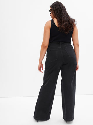 Jeans Anchos Talle Alto con Bolsillos
