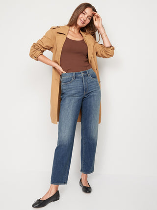 Jeans Rectos Talle Alto con Bolsillos