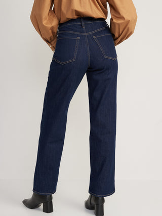 Jeans Rectos Talle Alto con Bolsillos