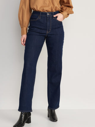 Jeans Rectos Talle Alto con Bolsillos