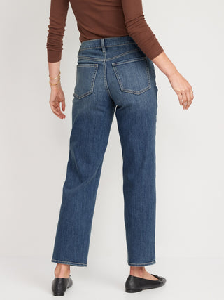 Jeans Rectos Talle Alto con Bolsillos