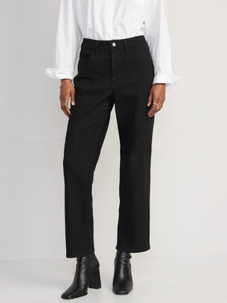 Jeans Rectos Talle Alto con Bolsillos