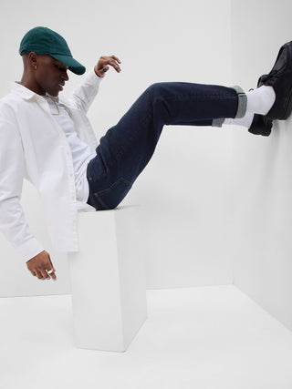 Jeans Rectos Talle Alto con Bolsillos