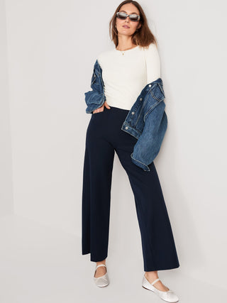 Pantalón Talle Alto con Bolsillos de Algodón