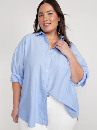 Camisa Manga Larga Oversize con Bolsillo