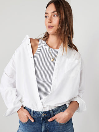 Camisa Manga Larga Oversize con Bolsillo