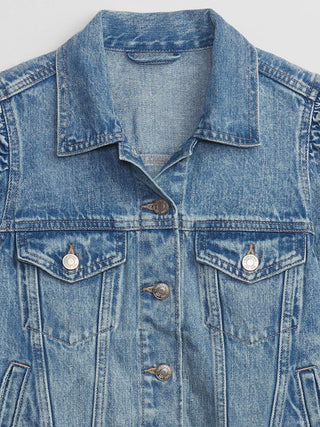 Jacket Denim con Mangas Abullonadas