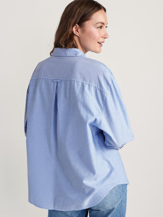 Camisa Manga Larga Oversize con Bolsillo