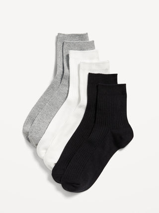 Paquete de 3 calcetines de cuarto de tripulación para mujer.