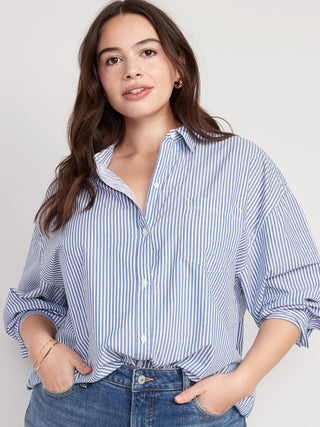 Camisa Oversize con Estampado de Rayas