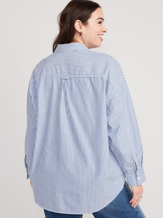 Camisa Oversize con Estampado de Rayas