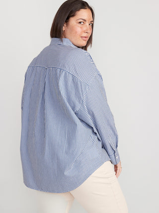 Camisa Oversize con Estampado de Rayas
