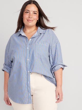 Camisa Oversize con Estampado de Rayas