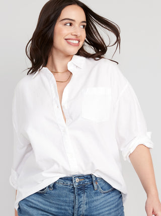 Camisa Manga Larga Oversize con Bolsillo