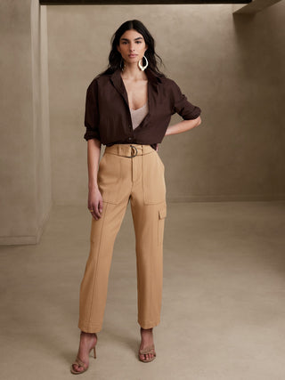 Pantalón Cargo Talle Alto con Bolsillos