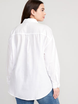 Camisa Manga Larga Oversize con Bolsillo