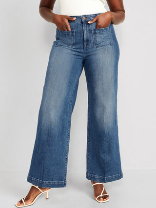 Jeans de Talle Alto con Bolsillos