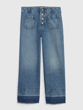Jeans Wide Leg Talle Alto con Bolsillos, Niña