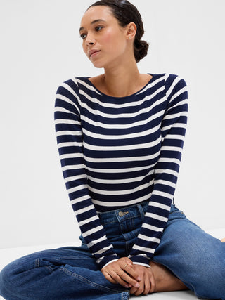 Camiseta Manga Larga con Estampado Rayas