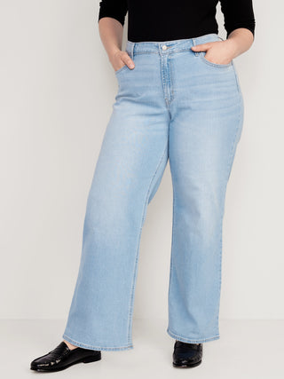 Jeans de Talle Alto Anchos con Bolsillos