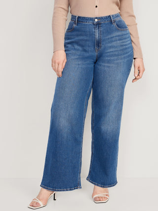 Jeans de Talle Alto Anchos con Bolsillos