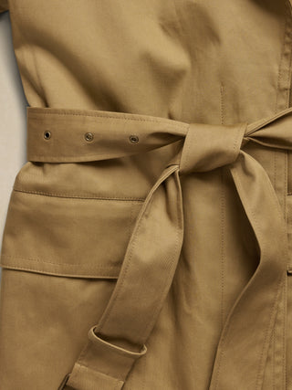 Gabardina Larga Con Bolsillos, Beige