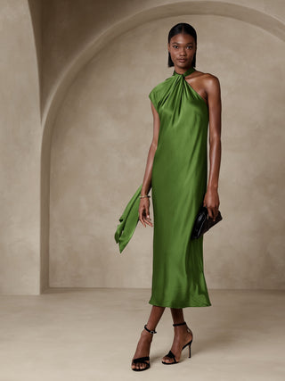 Vestido Midi De Seda Verde
