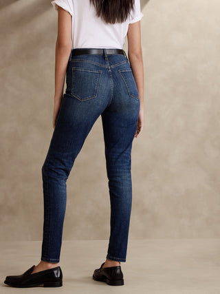 Jeans Skinny Tiro Alto Azul