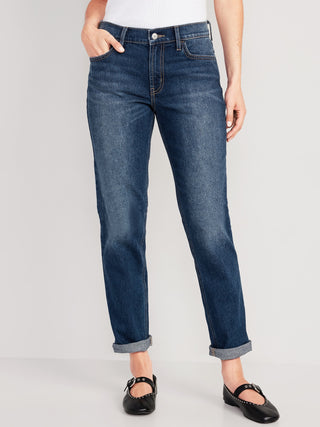 Jeans Rectos Talle Medio con Bolsillos