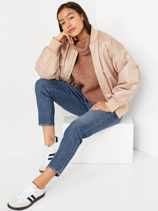 Jeans Rectos Talle Alto con Bolsillos