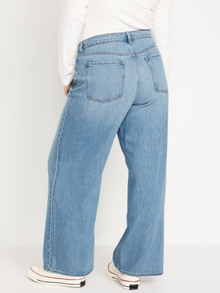 Jeans Holgados Talle Alto con Bolsillos