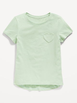 Camiseta Manga Corta con Bolsillo Corazón, Niña