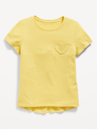 Camiseta Manga Corta con Bolsillo Corazón, Niña