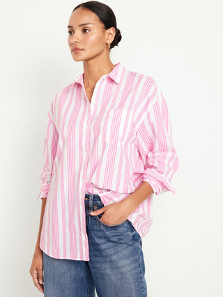 Camisa Oversize con Estampado de Rayas