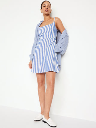 Vestido sin Mangas con Estampado Rayas