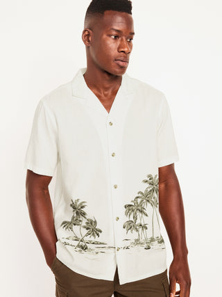 Camisa Manga Corta con Estampado Tropical