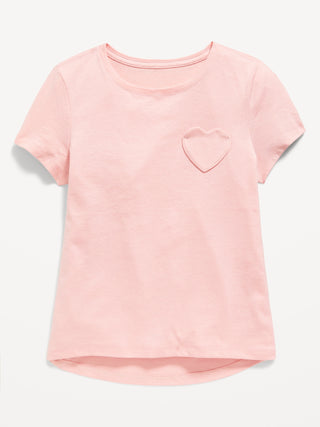 Camiseta Bolsillo en Forma de Corazón, Niña