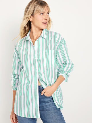Camisa Oversize con Estampado de Rayas