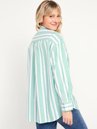 Camisa Oversize con Estampado de Rayas