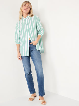 Camisa Oversize con Estampado de Rayas
