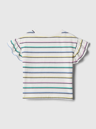 Camiseta Manga Corta con Detalle de Volante, Niña