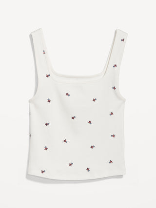 Blusa de Punto Canalé con Estampado