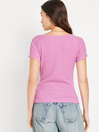 Camiseta Entallada Cuello Cuadrado
