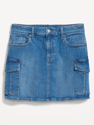 Enagua Denim Talle Alto con Bolsillos