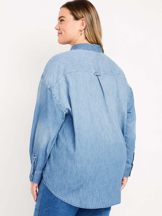 Camisa Denim Oversize con Bolsillo